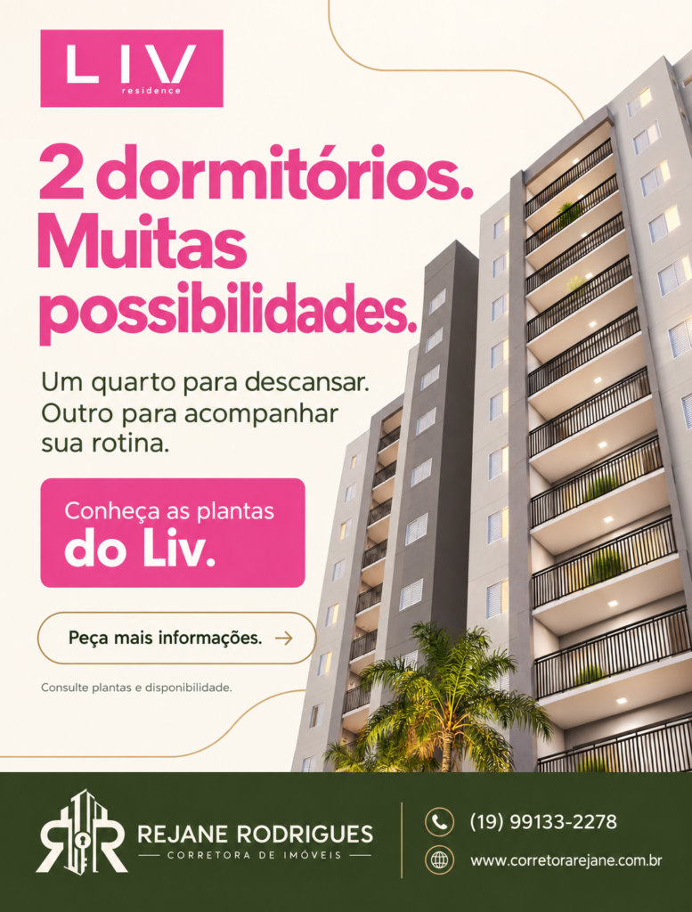 Fachada moderna do Liv Residence em Paulínia, destacando o empreendimento inovador na cidade.