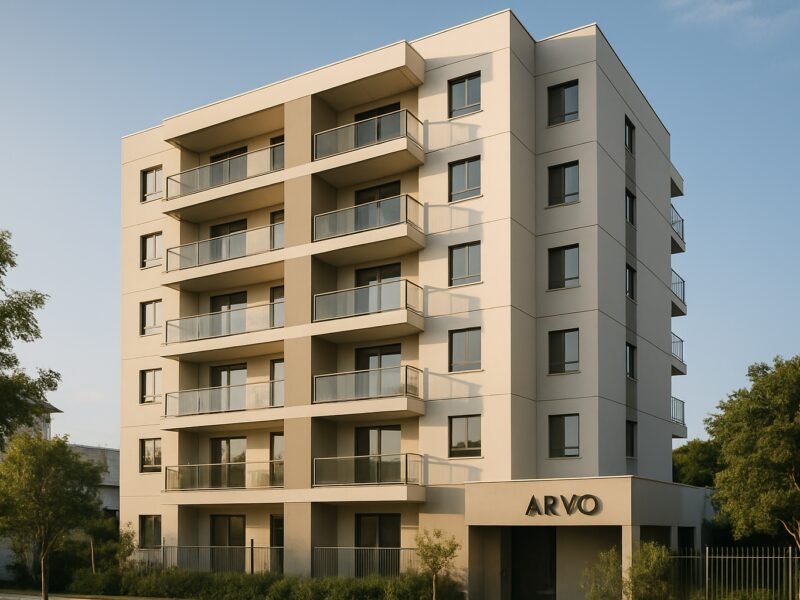 Fachada moderna do Arvo Residencial: conheça o empreendimento e sua infraestrutura completa